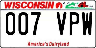 WI license plate 007VPW