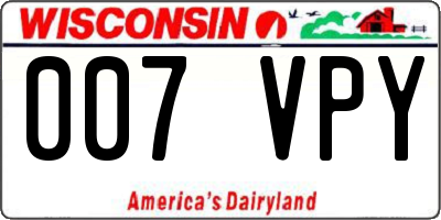 WI license plate 007VPY