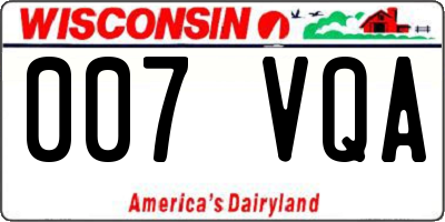 WI license plate 007VQA