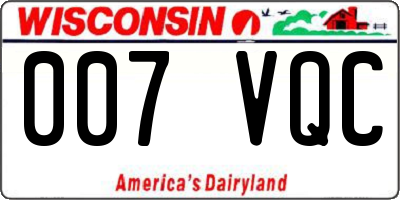 WI license plate 007VQC