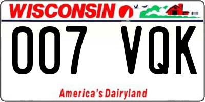 WI license plate 007VQK