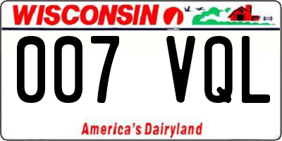 WI license plate 007VQL