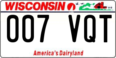 WI license plate 007VQT