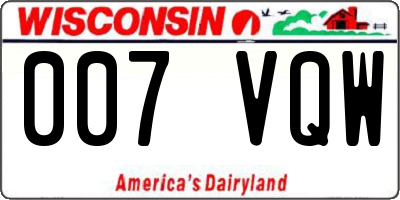 WI license plate 007VQW