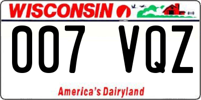 WI license plate 007VQZ