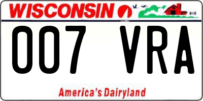WI license plate 007VRA