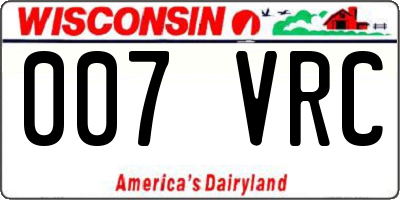 WI license plate 007VRC