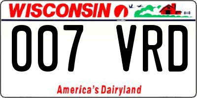 WI license plate 007VRD