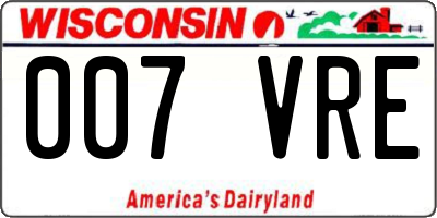 WI license plate 007VRE