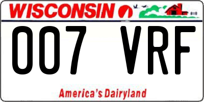 WI license plate 007VRF