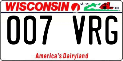 WI license plate 007VRG