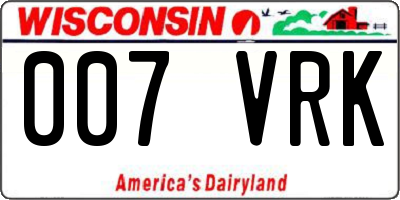 WI license plate 007VRK