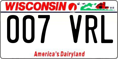 WI license plate 007VRL