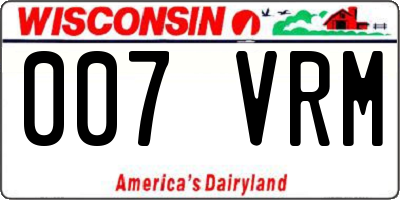WI license plate 007VRM