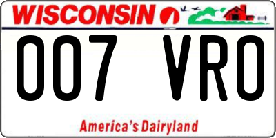WI license plate 007VRO