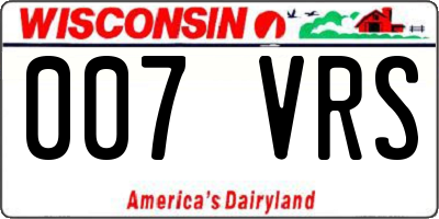 WI license plate 007VRS