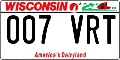 WI license plate 007VRT