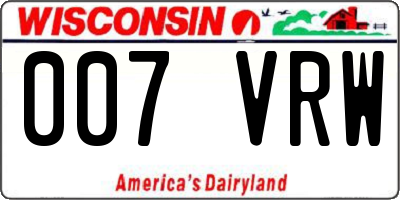WI license plate 007VRW
