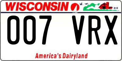 WI license plate 007VRX