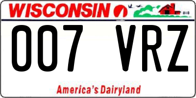WI license plate 007VRZ