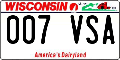 WI license plate 007VSA