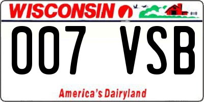 WI license plate 007VSB