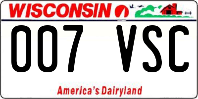 WI license plate 007VSC