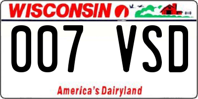 WI license plate 007VSD