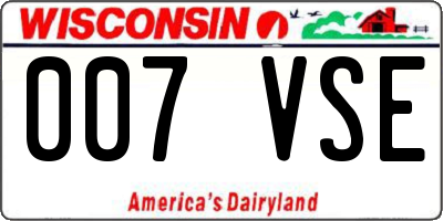 WI license plate 007VSE