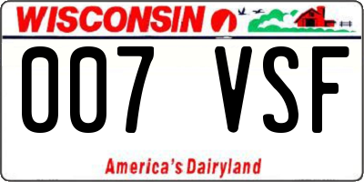 WI license plate 007VSF
