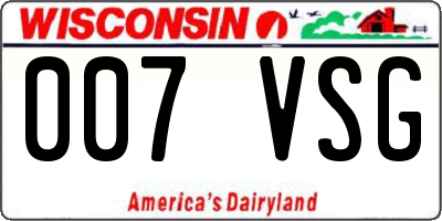 WI license plate 007VSG