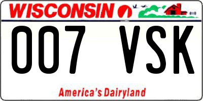 WI license plate 007VSK