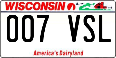 WI license plate 007VSL