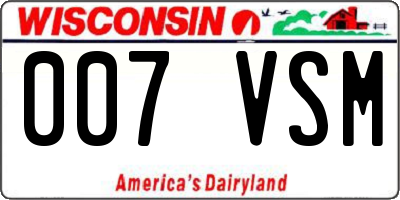 WI license plate 007VSM