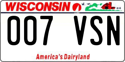 WI license plate 007VSN