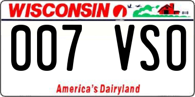WI license plate 007VSO