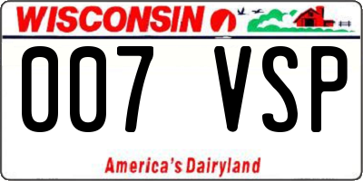 WI license plate 007VSP