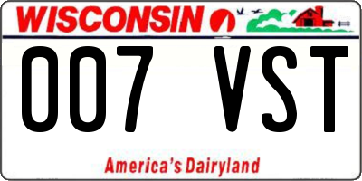 WI license plate 007VST