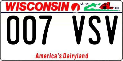 WI license plate 007VSV