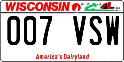 WI license plate 007VSW