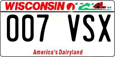 WI license plate 007VSX