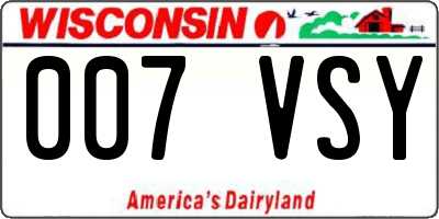 WI license plate 007VSY