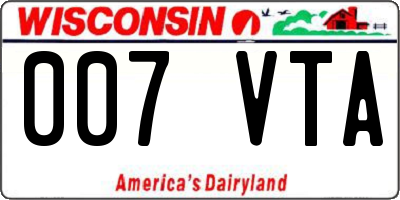 WI license plate 007VTA