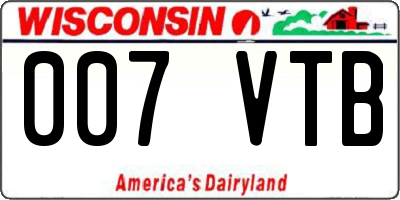 WI license plate 007VTB