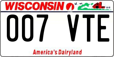 WI license plate 007VTE