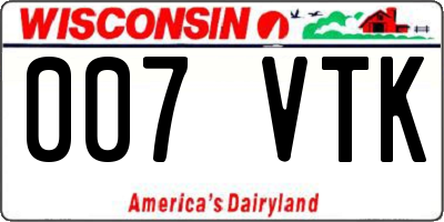 WI license plate 007VTK