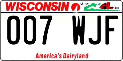 WI license plate 007WJF