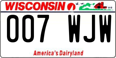 WI license plate 007WJW