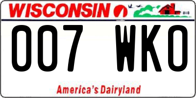 WI license plate 007WKO