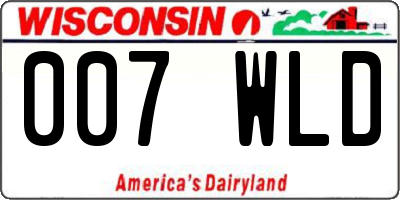 WI license plate 007WLD